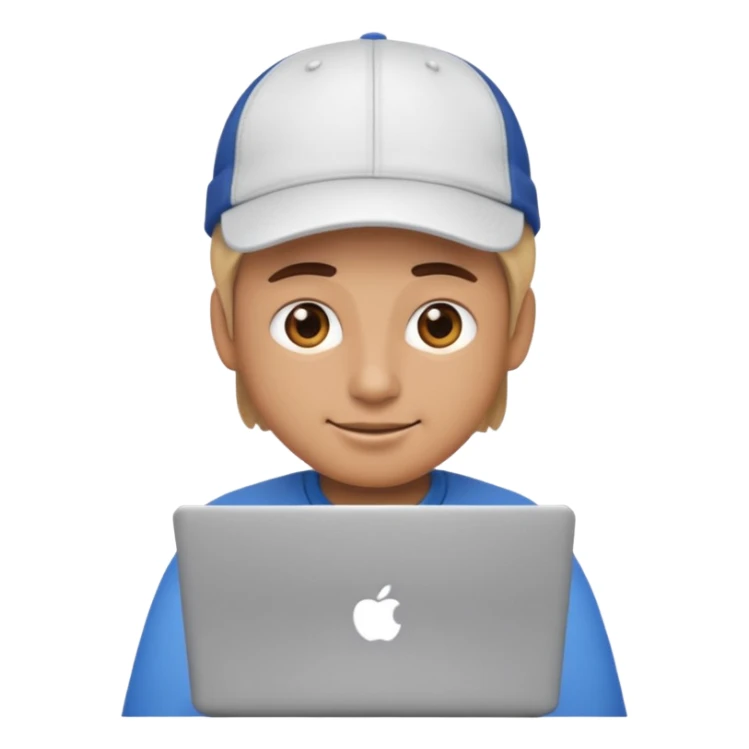 generate a person emoji with his laptop with cap too sticker