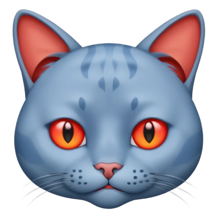 Emoji Visage de chat bleu defoncé yeux rouge fatigué sticker