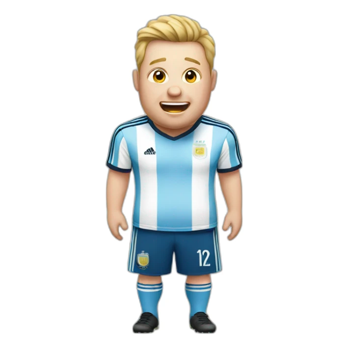 white man. Obese. argentina soccer uniform. laughing crying sticker