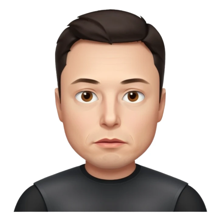 realistic make me elon musk serious face dark hair no shoulders just head  sticker