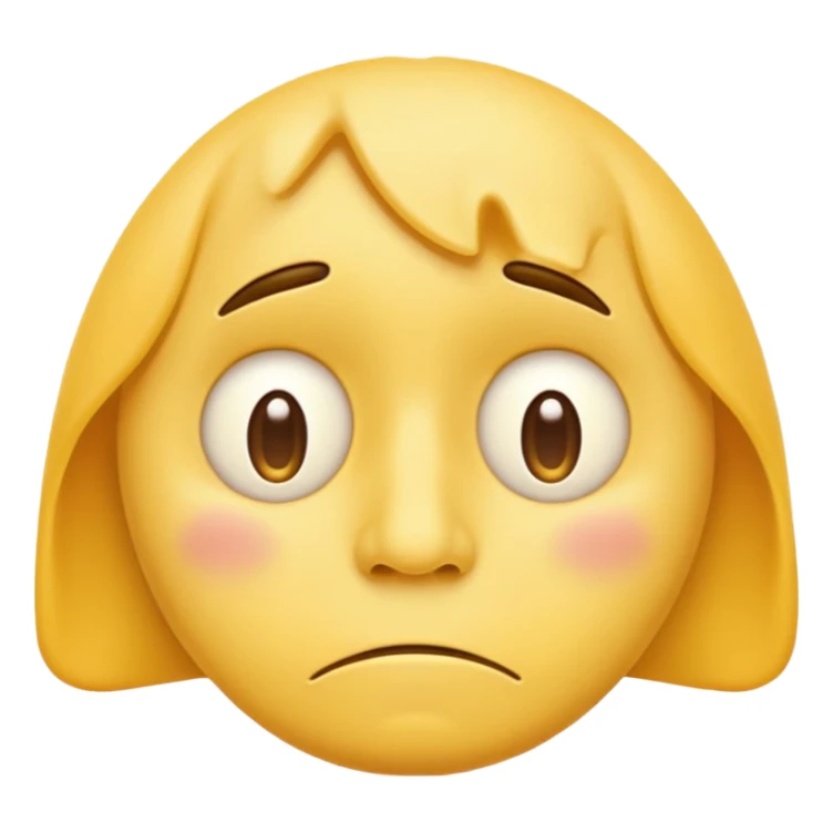 yellow face emoji with a tired expression, droopy eyes, subtle frown, classic emoji style sticker