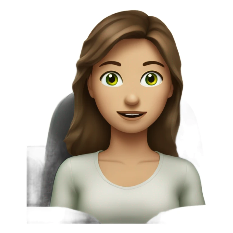 Brown haired green eyed Girl, driving to giant Eagle sticker