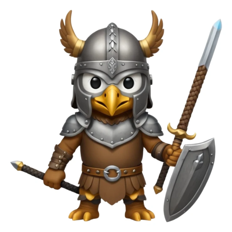 eagle with viking helmet and sword behind sticker