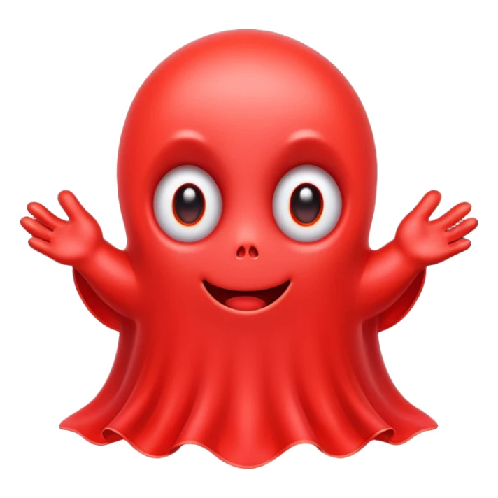 Cute red ghost character with big adorable eyes and a small smile sticker