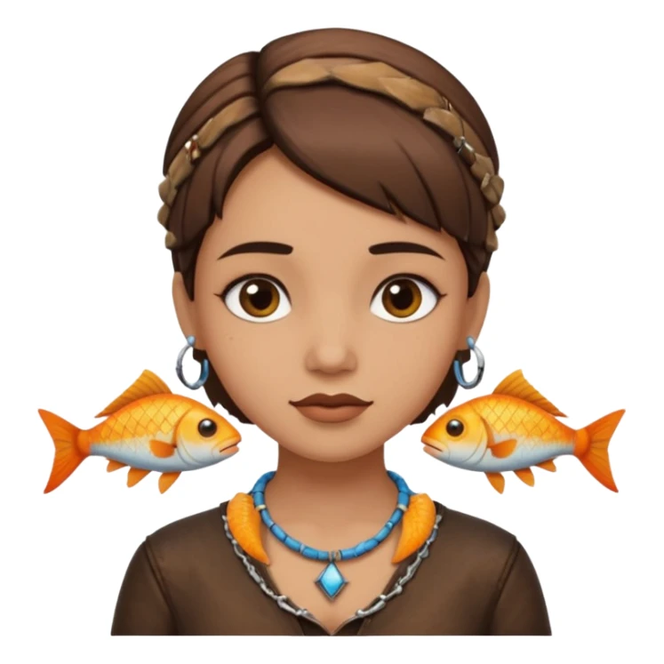 ancient girl wearing fish bone necklaces and leather shirt sticker