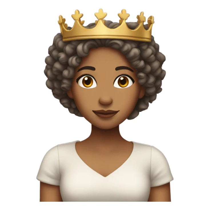 Mixed girl with curly hair wearing a crown sticker