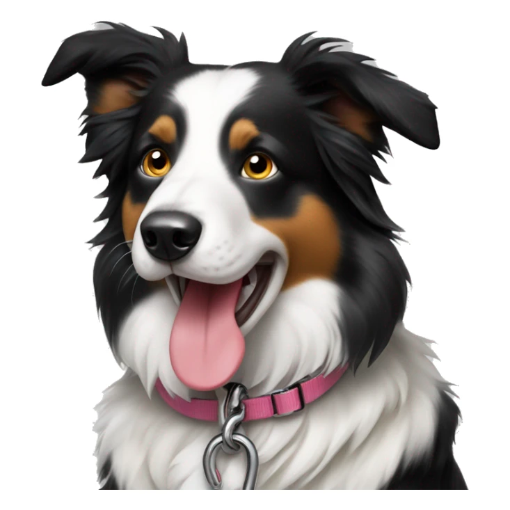 Border collie with tongue out on leash sitting down  sticker