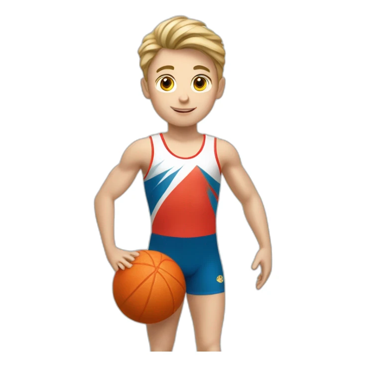 sporty european boy in gymnast uniform sticker
