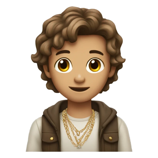 boy with phone and jewelry same photo and everything with brown hair sticker