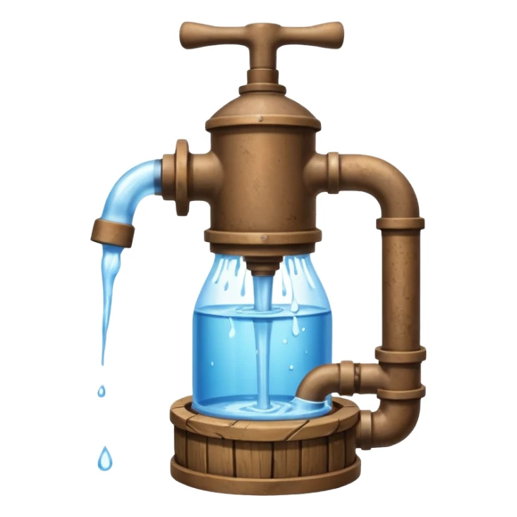Ghibli style water pump with water pouring out of it sticker