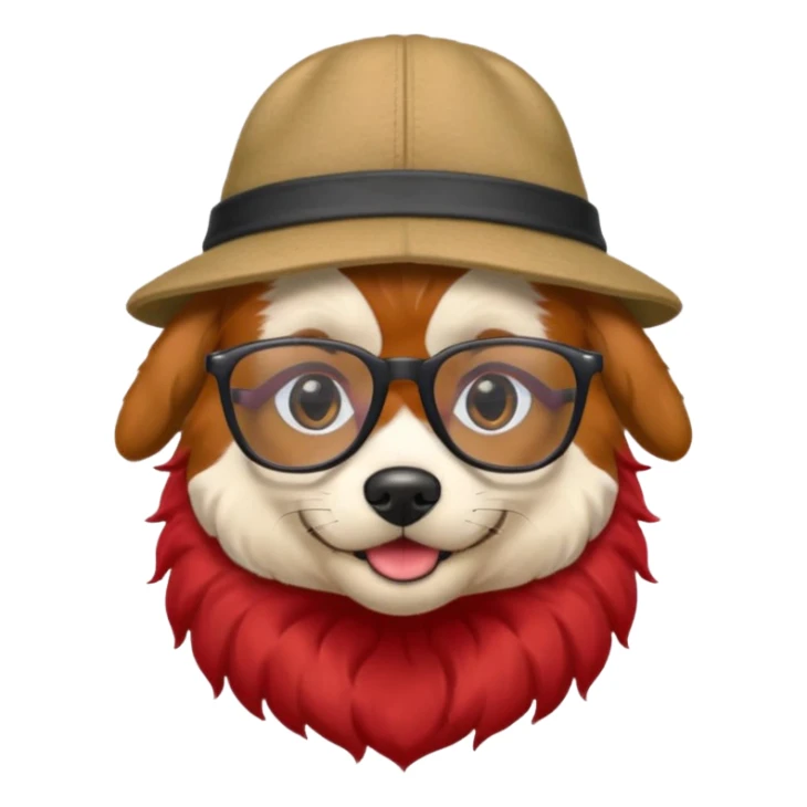 dog with red hair and glassess and hat sticker
