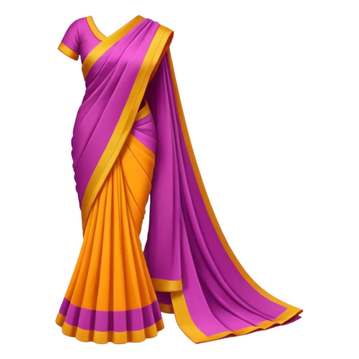A 3D cartoon folded saree with matching blouse piece beside it, bright fabric texture, soft shadow, Memoji-style realism. sticker
