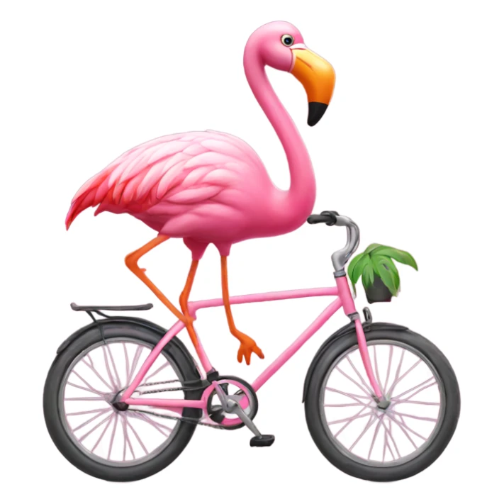 pink flamingo riding bike sticker