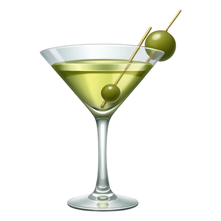 martini with 3 green khaki olives all at the same stick and same size . liquid should be a clear color like water kinda  sticker