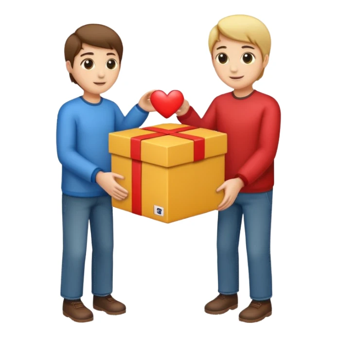 Person giving box to another person sticker