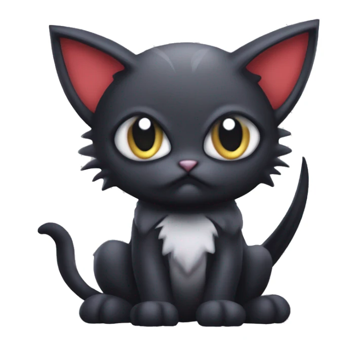 Cute edgy cool kawaii vampiric dark cat-vernid-Fakémon-Digimon with bat-wings as ears sticker