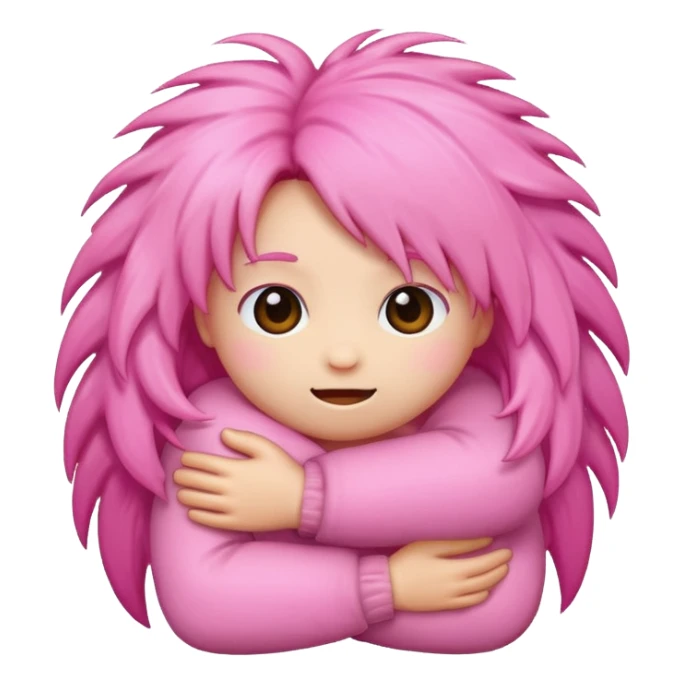 pink hug emoji with hair sticker