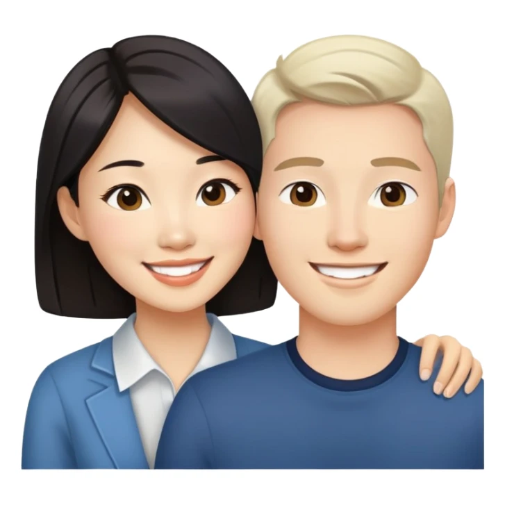 Beautiful Asian woman and handsome white guy sexy pose sfw sticker