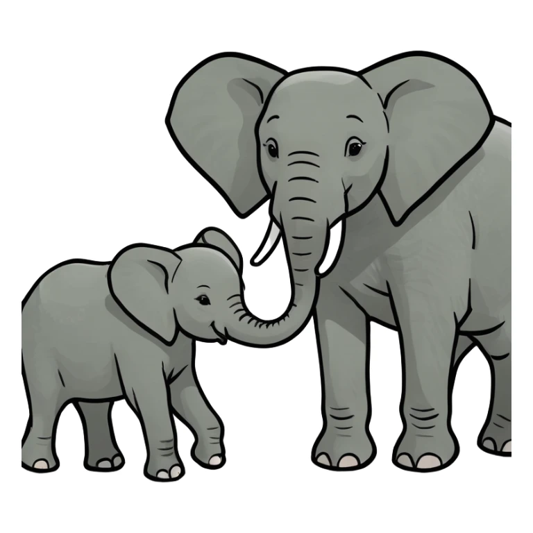 Grey baby elephants with mother elephant  sticker
