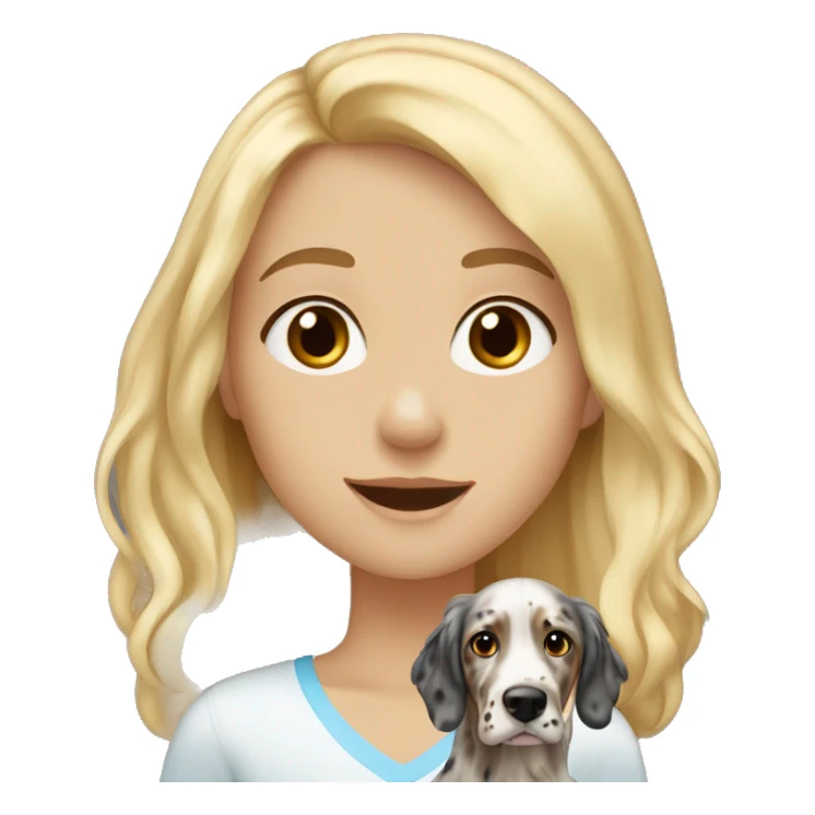 Blonde girl with Blue eyes with Brown english setter sticker