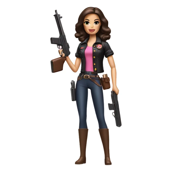 Brunette Barbie holding a toy gun sticker