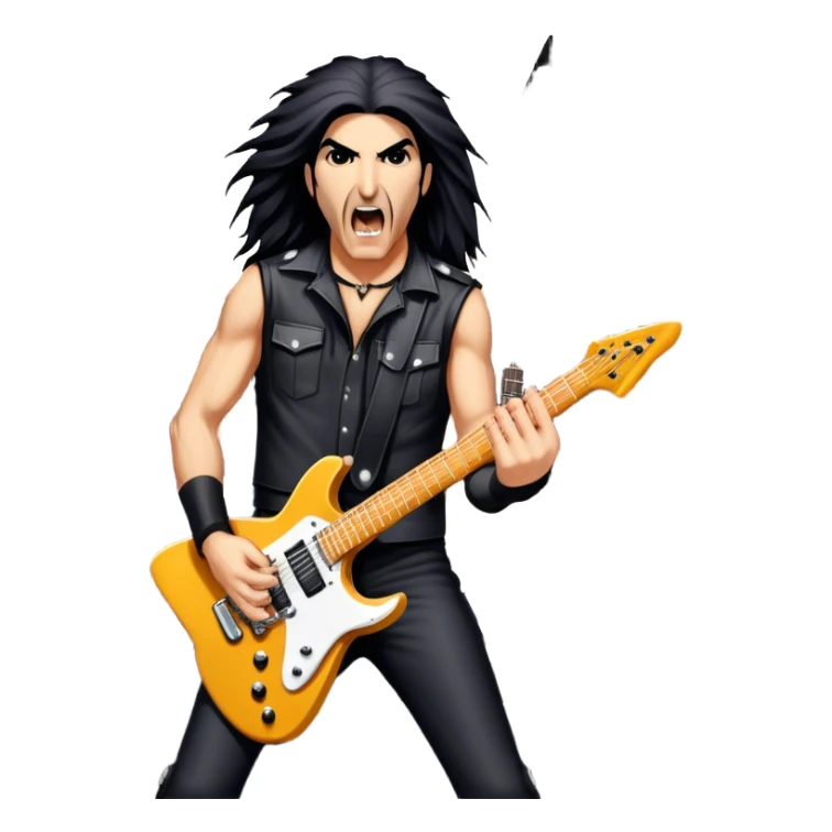 Icon for Heavy Metal: Anthrax band performing live on stage with electric guitars, drums, and a vocalist. The crowd is energetic, with heavy metal vibes. The design should capture the raw power and intensity of a live metal concert. Transparent background. sticker