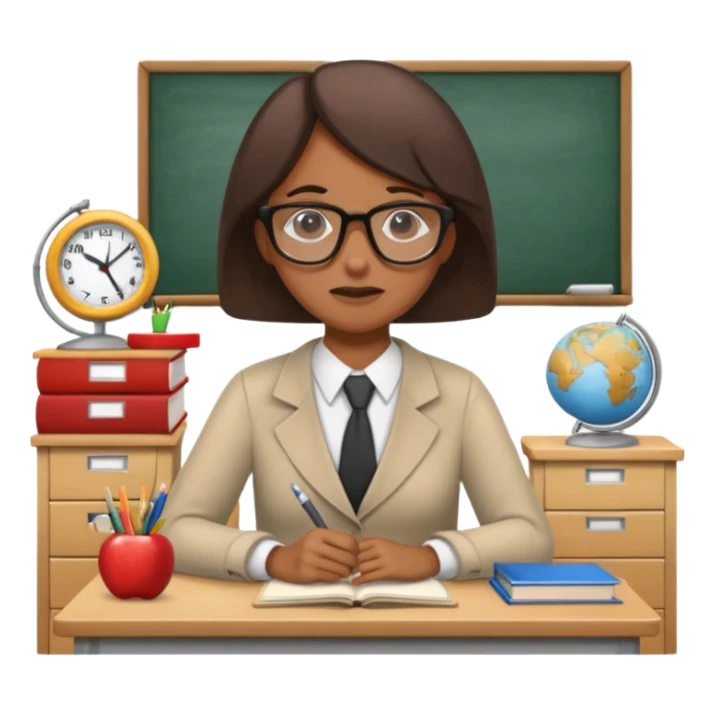 exhausted teacher in a bustling classroom sticker