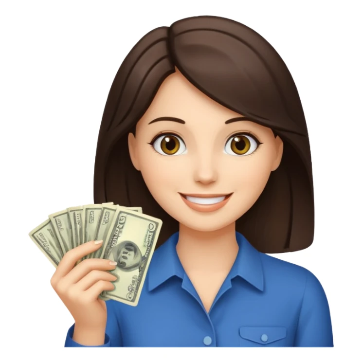 brunet Woman with smokin holding dolar sticker