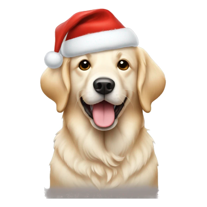 English cream retriever with Christmas hat sticker