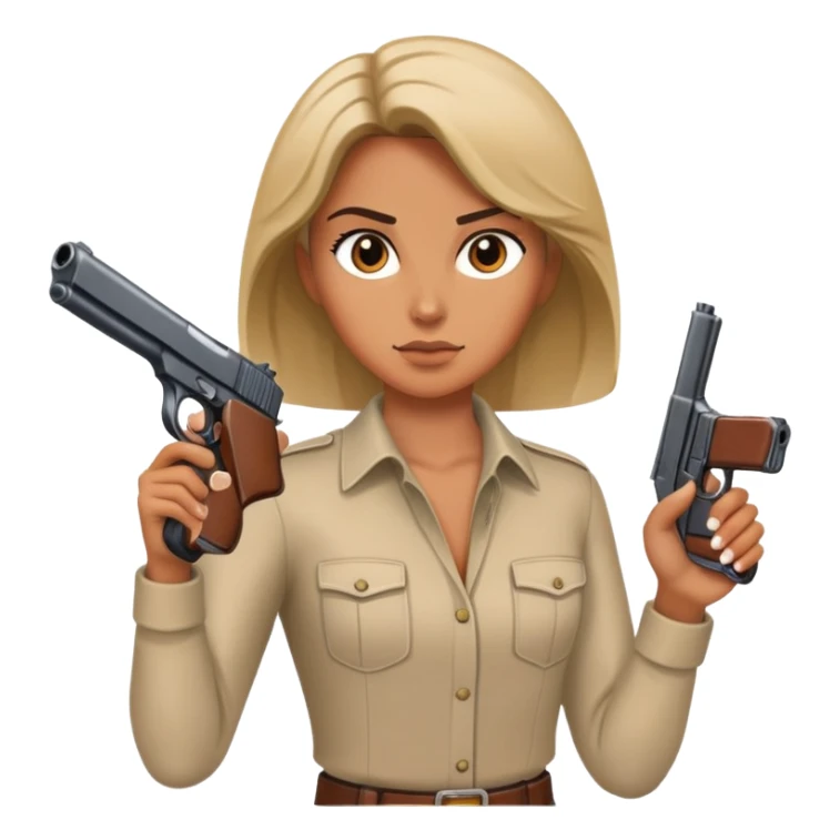 Woman is holding a gun at men sticker
