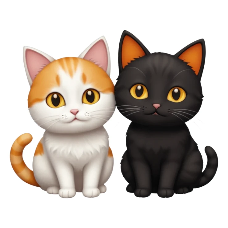 white cat and a black smaller cat and ginger short hair  sticker