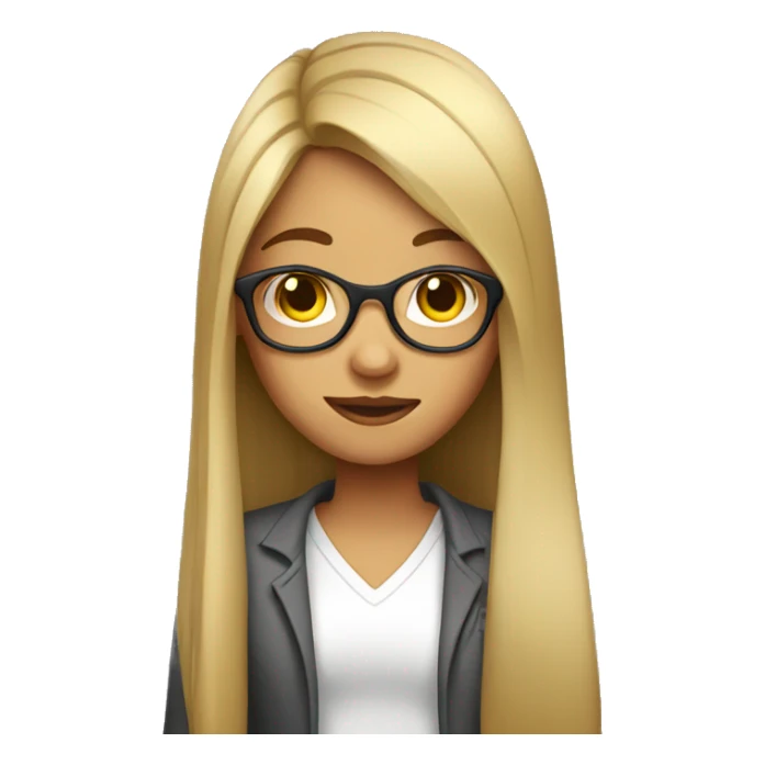 Girl with long straight hair with glasses sticker