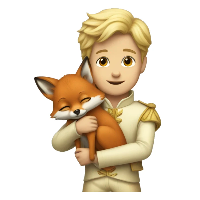A little prince holds a fox in his arms sticker