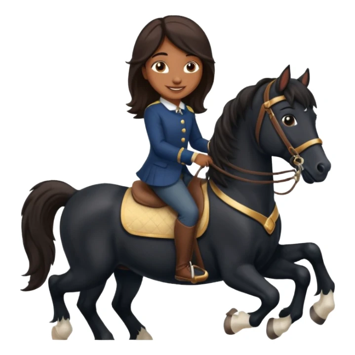 Brown girl on black shire horse  sticker