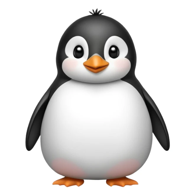 Cute cartoon penguin with a round belly, standing upright sticker