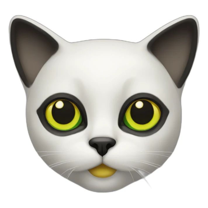 cat black face, white chin yellow green eyes sticker