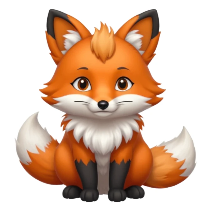 Floofy the Creampuff fox blackish gray fur color chubby Black paws orange color 3 tailsCrystals on the head, tails and Back sticker
