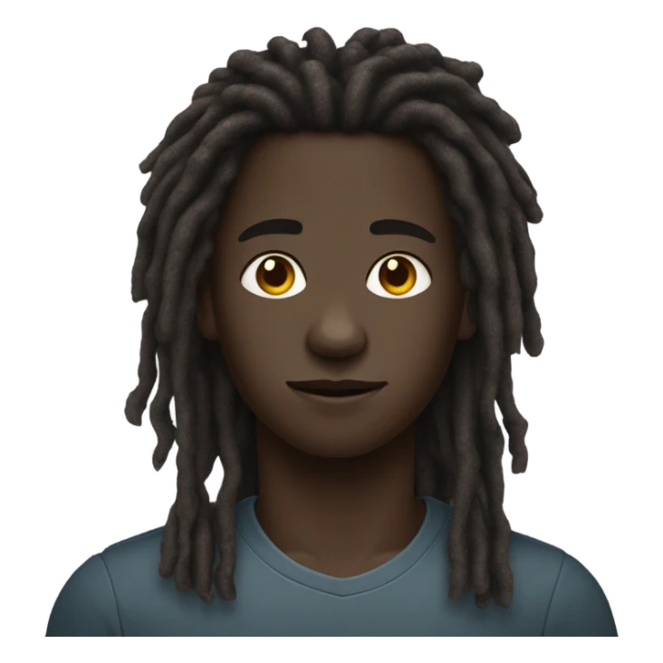 A dark skin boy with a long a big Adam's Apple and 1 centimeter long dreads with a receding hairline sticker
