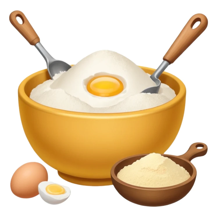 baking ingredients next to a mixing bowl sticker