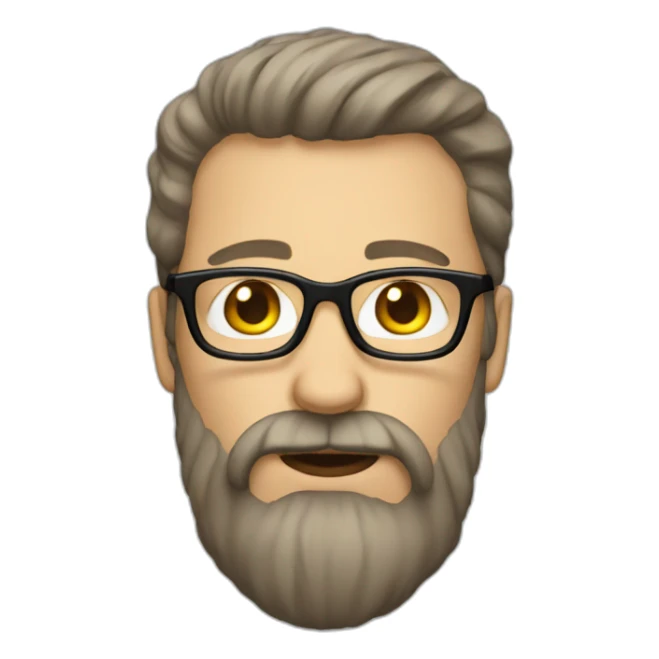 white man with a long beard brown hair and glasses sticker