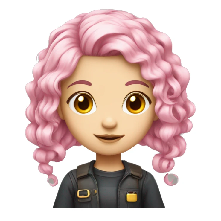 pink hair cute coder white-skin girl sticker