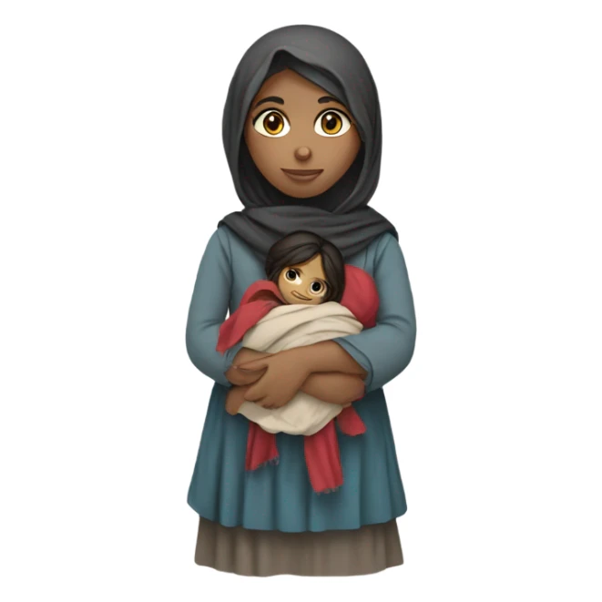 An Afghan girl with a rag doll  sticker