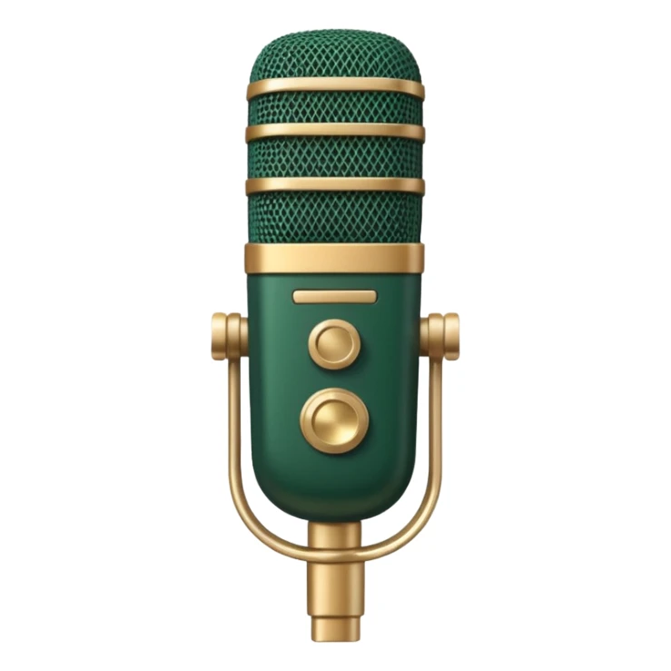 dark green radio microphone with beige inserts, only these two colors, modern design sticker