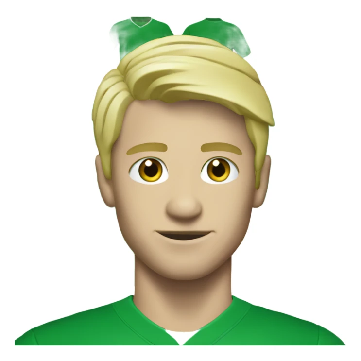 A blonde footballer in green suit with his one broken sticker