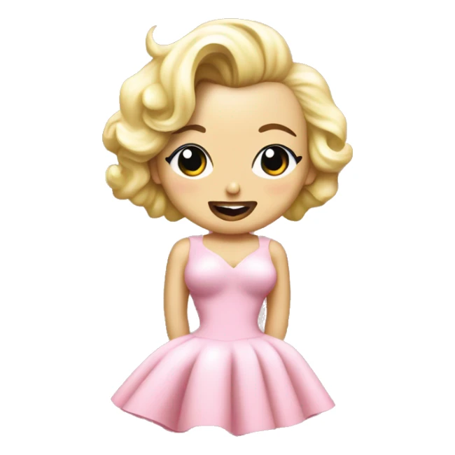 Marilyn Monroe on a pink dress that has a corns on it sticker