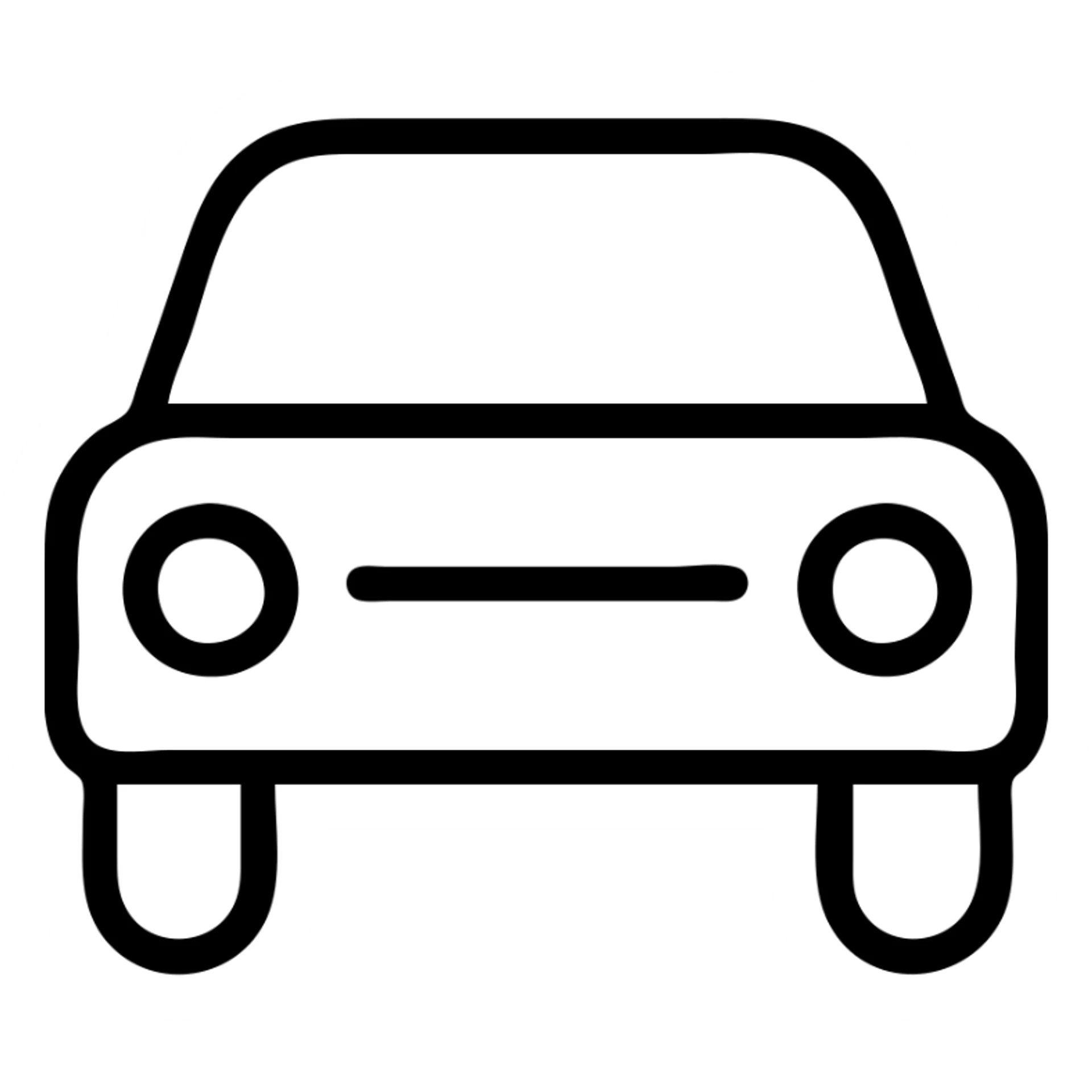 car icon, outlined style, clean lines, no fill, minimalistic sticker