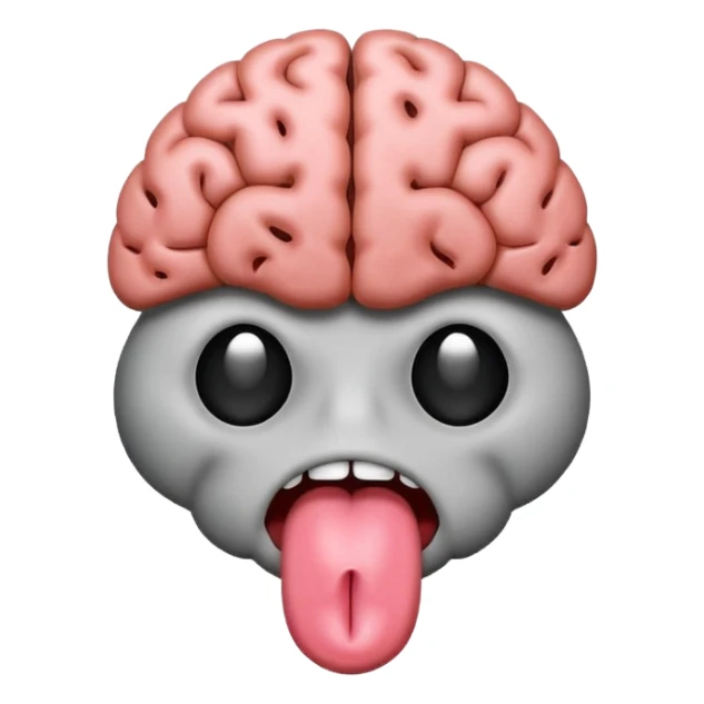 Tongue sticking out of brain emoji sticker