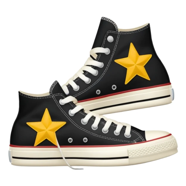 Zapatos converse de lado izquierdo negros con estampa de estrella sticker