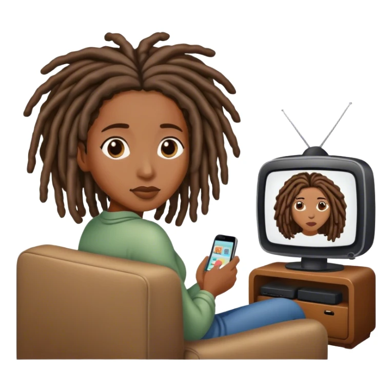 Black woman with locs watching tv sticker