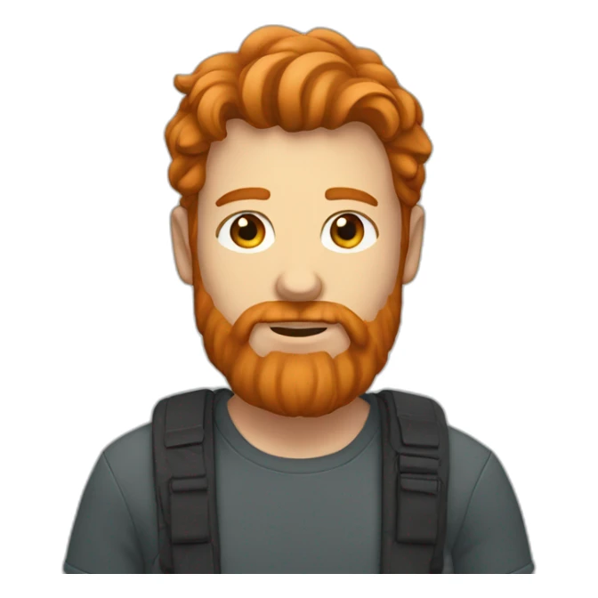 Man with long ginger hair and a scruffy ginger beard sticker